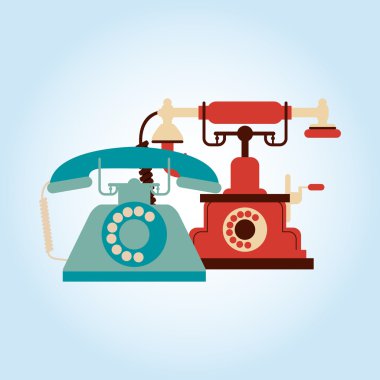 Düz resimde vintage telefon tasarım hakkında