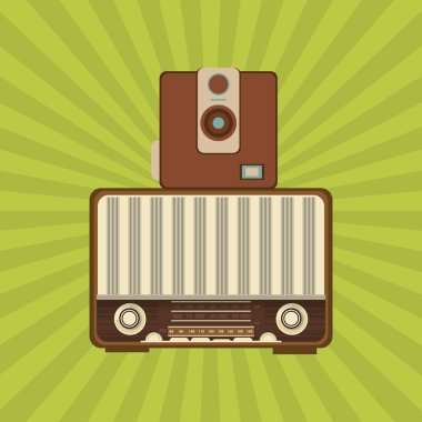 Düz resimde vintage teknoloji tasarım hakkında