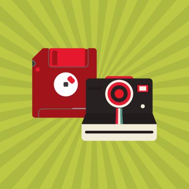 Düz resimde vintage fotoğraf makinesi tasarım hakkında