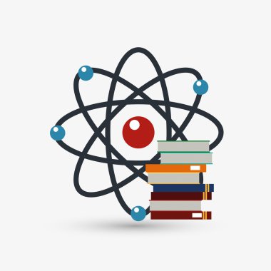 Beyaz arka plan üzerinde renkli atom simgesi