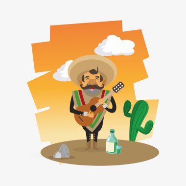 Beyaz arka plan üzerinde renkli Meksika tasarım