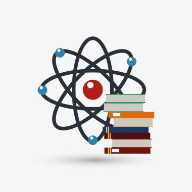 Beyaz arka plan üzerinde renkli atom simgesi