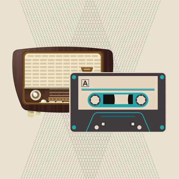 renkli retro radyo tasarım, vektör çizim
