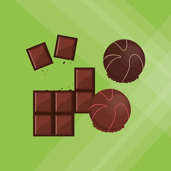 Ilustración plana sobre el diseño del chocolate, dulce y delicioso — Vector de stock