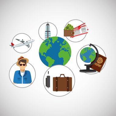 Tasarım, tatil ve Turizm kavramı, vektör çizim seyahat