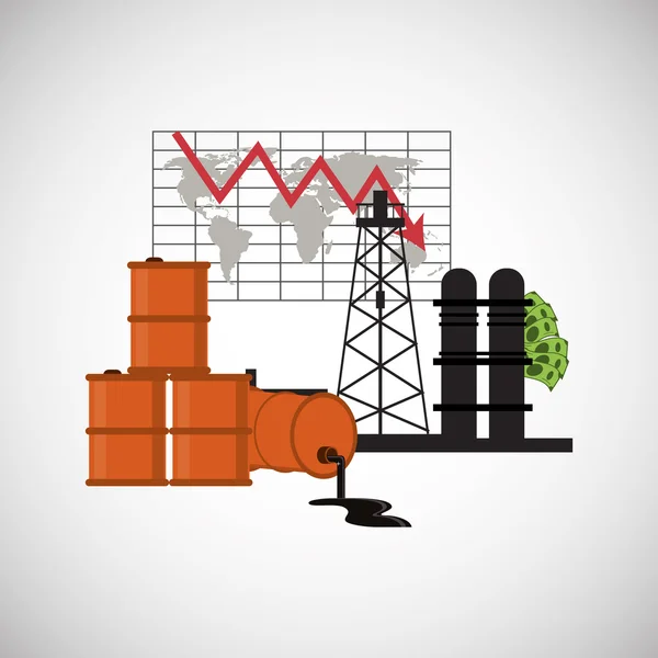 Conception pétrolière, concept d'économie et d'industrie pétrolière, illustration vectorielle — Image vectorielle