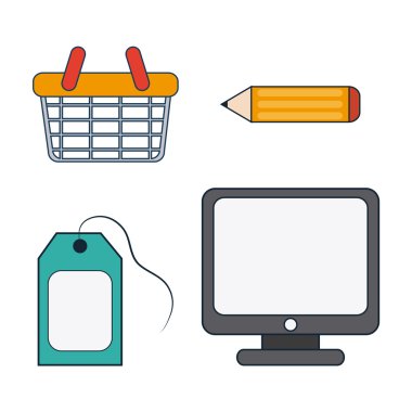 Beyaz zemin üzerinde dijital pazarlama illüstrasyon vektör