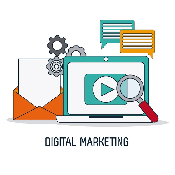 Marketing digitale su sfondo bianco, illustrazione vettoriale — Vettoriale Stock