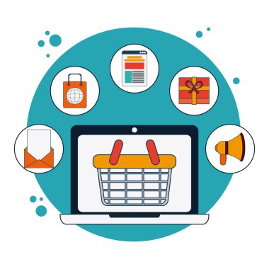 Beyaz zemin üzerinde dijital pazarlama illüstrasyon vektör