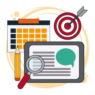 Beyaz zemin üzerinde dijital pazarlama illüstrasyon vektör