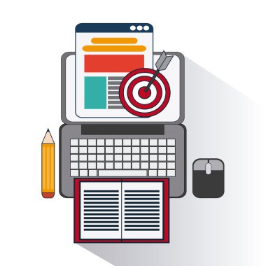 Dijital pazarlama tasarım, alışveriş ve e-ticaret kavramı, vektör çizim