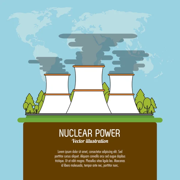 Diseño nuclear. peligro y concepto industrial — Vector de stock