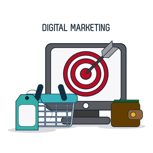 Marketing digitale su sfondo bianco, illustrazione vettoriale — Vettoriale Stock