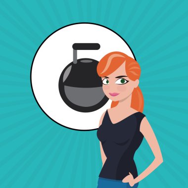 Sağlıklı yaşam tarzı tasarım, fitness ve vücut geliştirme kavramı