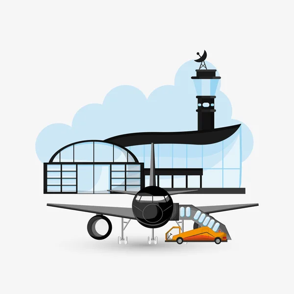 Airport illustration design, editable vector — Stock Vector