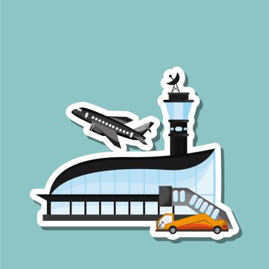 Havaalanı illüstrasyon tasarımı, düzenlenebilir vektör