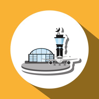 Havaalanı illüstrasyon tasarımı, düzenlenebilir vektör