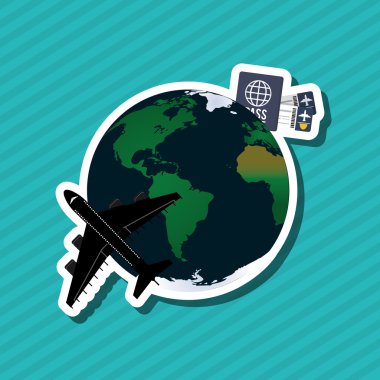 Seyahat ile uçak, düzenlenebilir vektör çizimi