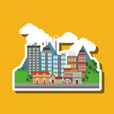 Doğa şehir, vektör tasarım, yapı ve Emlak ile ilgili örnek