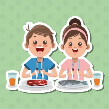 Çocuk menüsü, vektör tasarımı, gıda ve beslenme ile ilgili örnek
