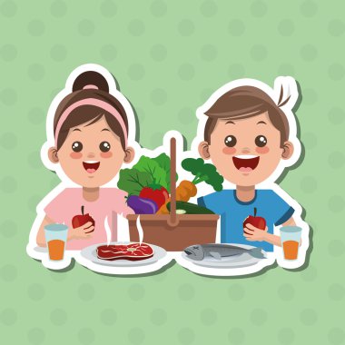 Çocuk menüsü, vektör tasarımı, gıda ve beslenme ile ilgili örnek