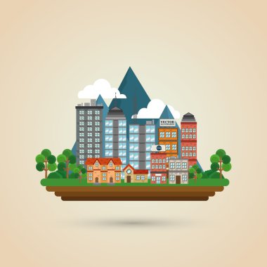 Doğa şehir, vektör tasarım, yapı ve Emlak ile ilgili örnek