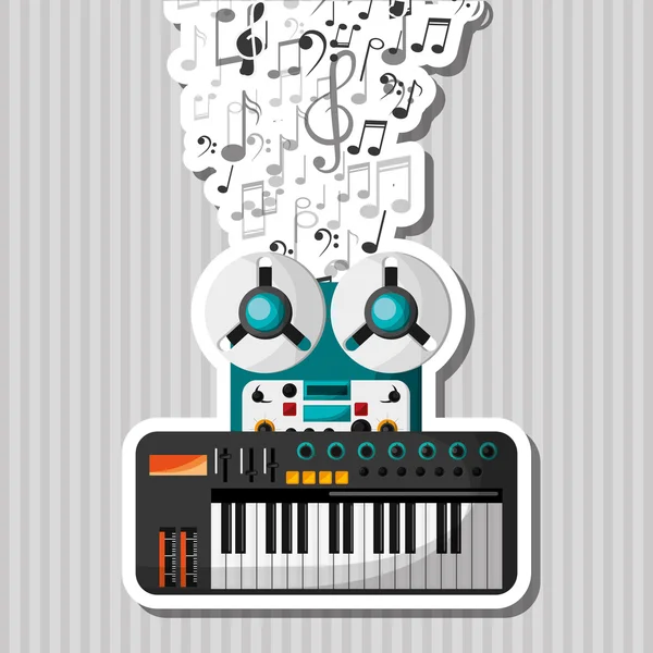 Diseño de iconos de música de colores, ilustración vectorial — Vector de stock