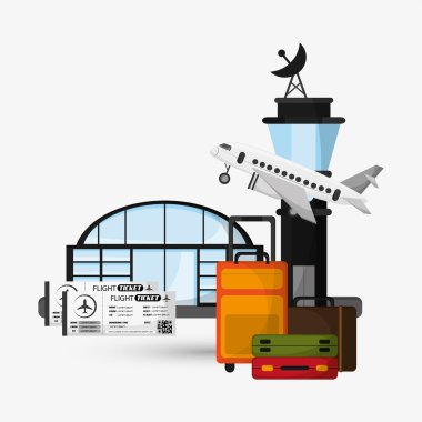 Havaalanı illüstrasyon tasarımı, düzenlenebilir vektör