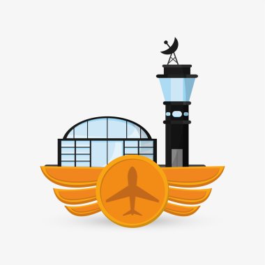 Havaalanı illüstrasyon tasarımı, düzenlenebilir vektör