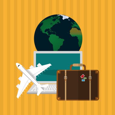 Seyahat ile uçak, düzenlenebilir vektör çizimi