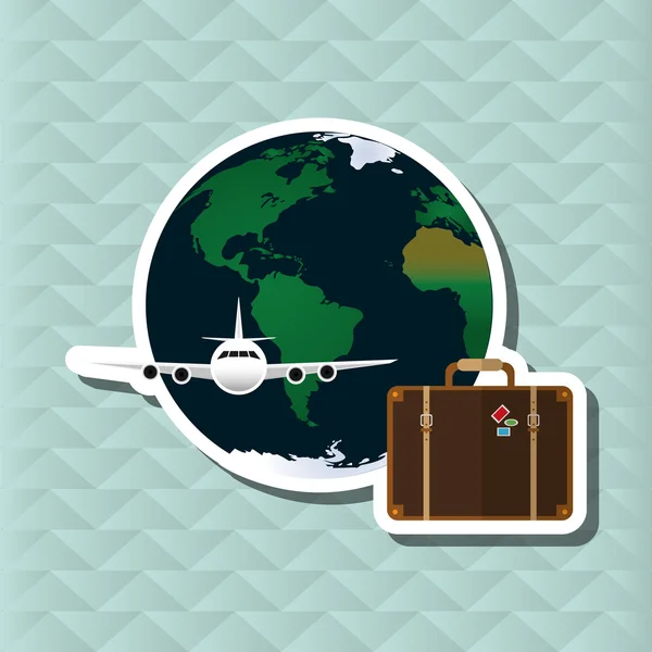 Illustration de voyage avec avion, vecteur modifiable — Image vectorielle