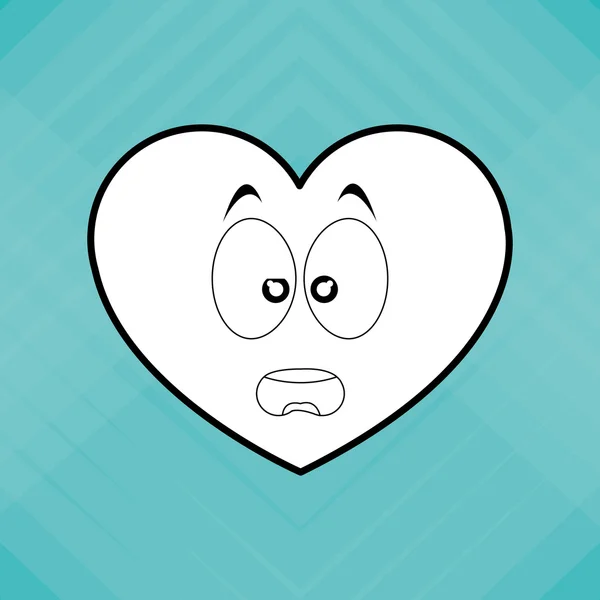 Ilustración plana del diseño de la cara de dibujos animados, forma del corazón y el amor — Vector de stock