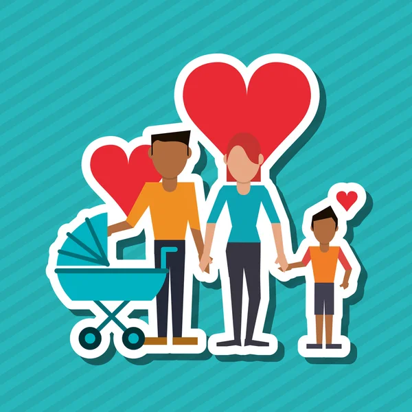Ilustração plana do projeto da família, ícone das pessoas —  Vetores de Stock
