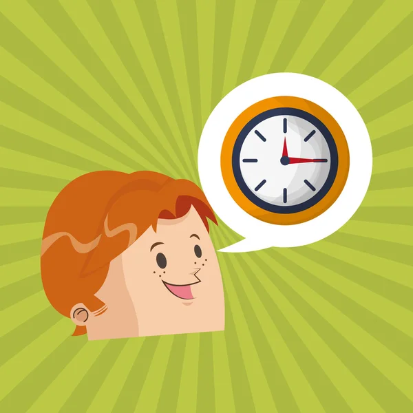 Dibujos animados con diseño de burbujas. icono del reloj. concepto de tiempo — Vector de stock