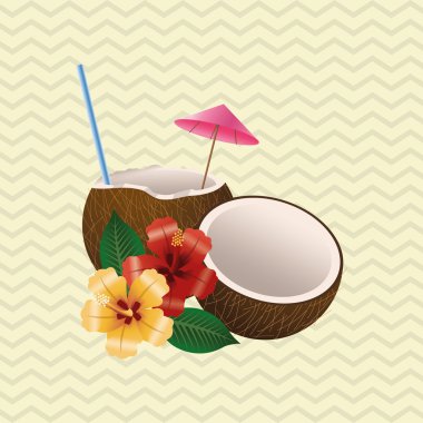 Tropikal tasarım. çiçek kavramı. Hindistan cevizi simgesi