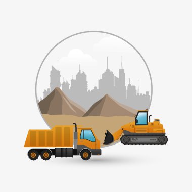 İnşaat tasarım altında. kamyon kavramı. onarım simgesi