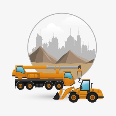 İnşaat tasarım altında. kamyon kavramı. onarım simgesi