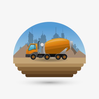 İnşaat tasarım altında. kamyon kavramı. onarım simgesi