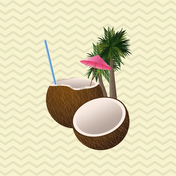 Diseño tropical. concepto de flor. icono de coco — Archivo Imágenes Vectoriales