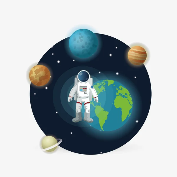 Señal de astronauta. concepto de espacio. icono del cosmos — Vector de stock
