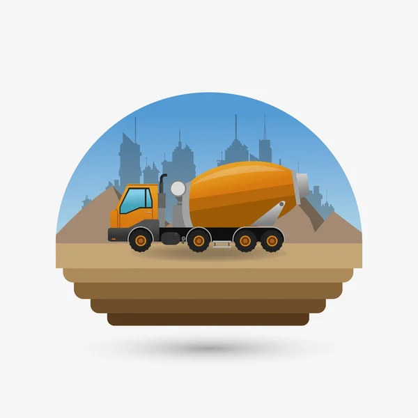 En construction. concept de camion. icône de réparation — Image vectorielle