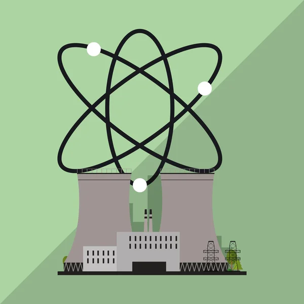 原子力発電所の工場、産業デザインのコンセプト — ストックベクタ