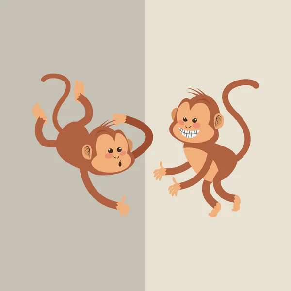 Koncepcja projektowania, zwierząt i kreskówka małpa — Wektor stockowy