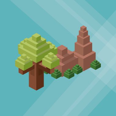 İzometrik tasarım. Doğa simgesi. Eko kavramı, vektör çizim