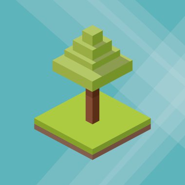 İzometrik tasarım. Doğa simgesi. Eko kavramı, vektör çizim