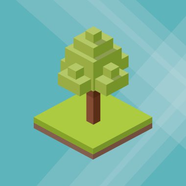İzometrik tasarım. Doğa simgesi. Eko kavramı, vektör çizim