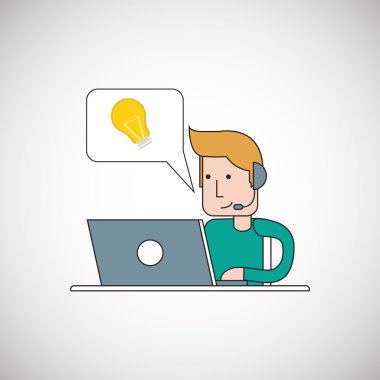 Merkezi tasarım ara. Telefonla satış simgesi. Destek kavramı