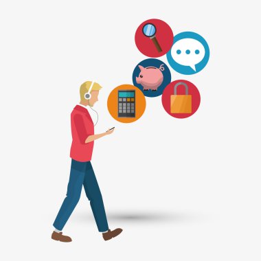 Sosyal Medya tasarım. Ortam simgesi. Teknoloji kavramı