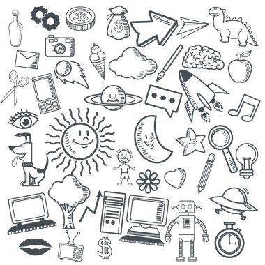 Doodle simgesi tasarım. çizgi film simgesi. kavram çizmek