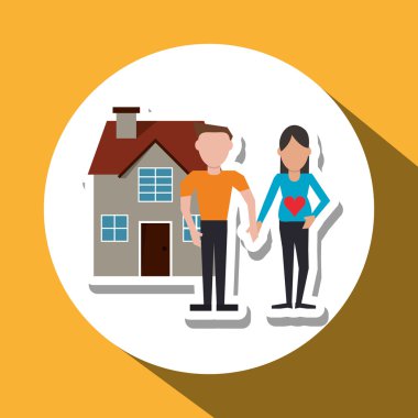 Aile tasarım, ilişki ve ev concept, vektör çizim